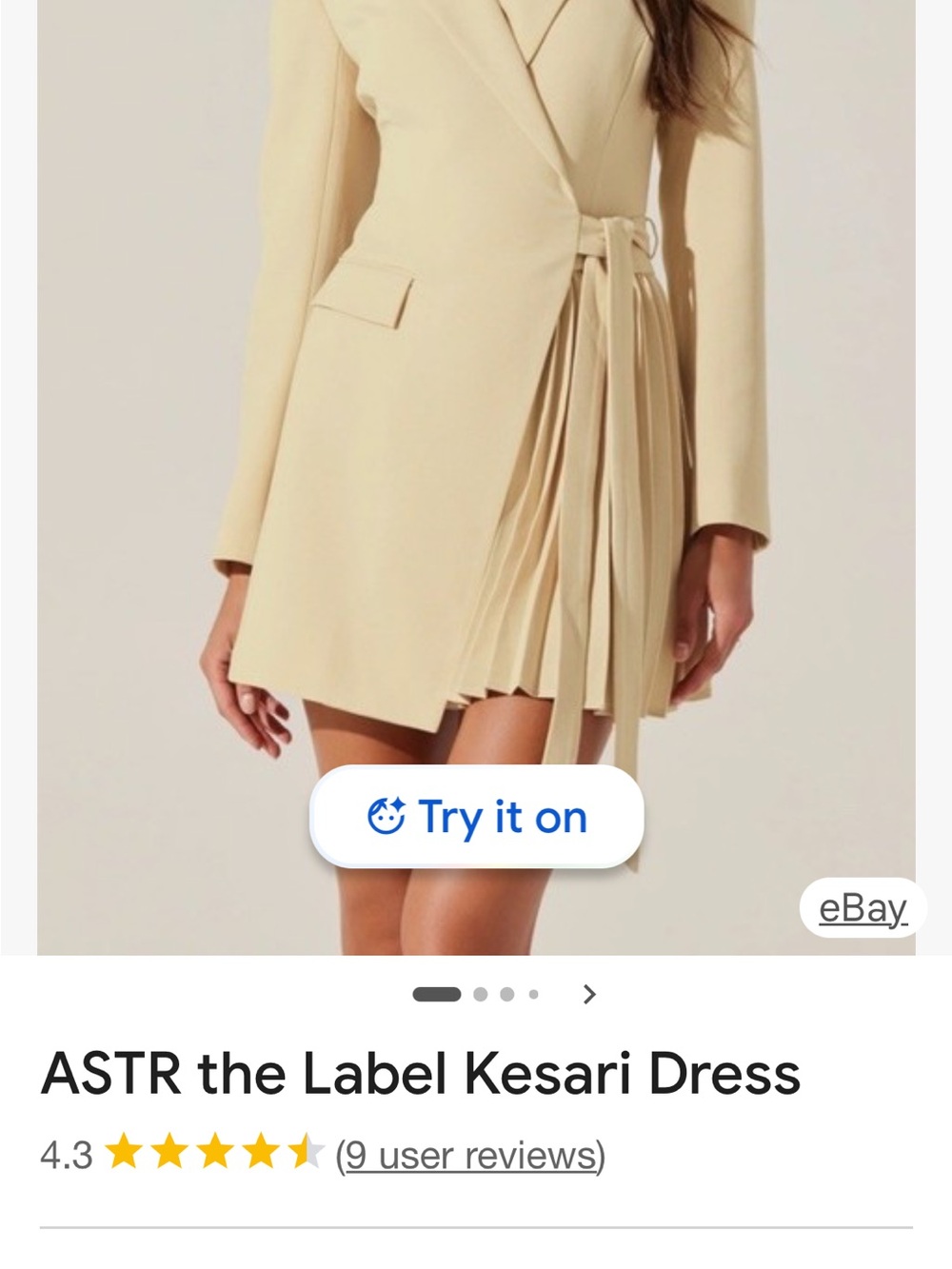 Astr Asymmetrical Pleated Blazer Dress Kesari dress in butter color - Picture 5 of 6
